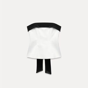 Zara Black and White Strapless Crop Top